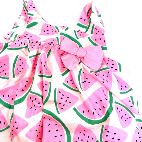 Baby Dress Girls Size 9m Watermelon Snap Buttons Pink Children Kids Summer - Picture 2 of 8